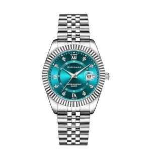 Giordano Analog Watch for Men - Dual-Tone Stainless Steel Strap, Crystal Indices and Fluted Bezel