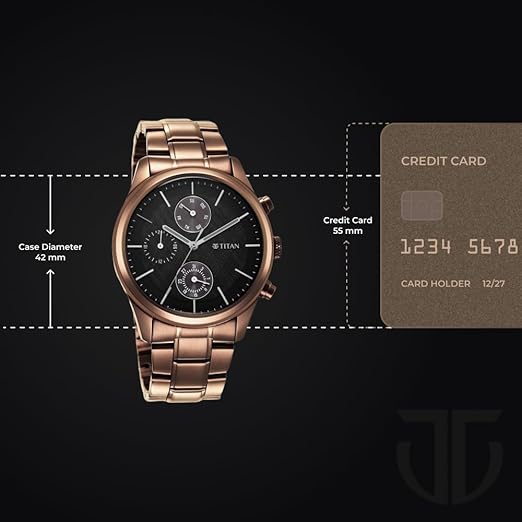 Titan Neo Splash Quartz Multifunction Black Dial Metallic Brown Stainless Steel Strap Watch for Men - NT1805QM04 - Image 4