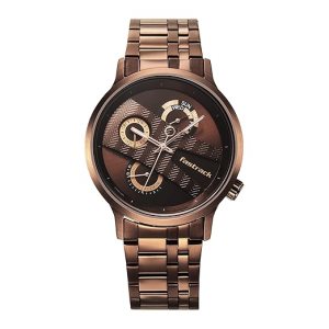Fastrack Men Exuberant Quartz Multifunction Brown Dial Rose Gold Stainless Steel Strap Watch for Guys - NT3301QM01