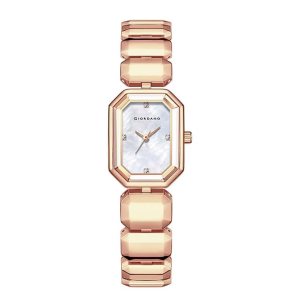 Giordano Stylish Analog Watch for Women with Octagonal Dial, Crystal Hour Markers and Bracelet Style Strap