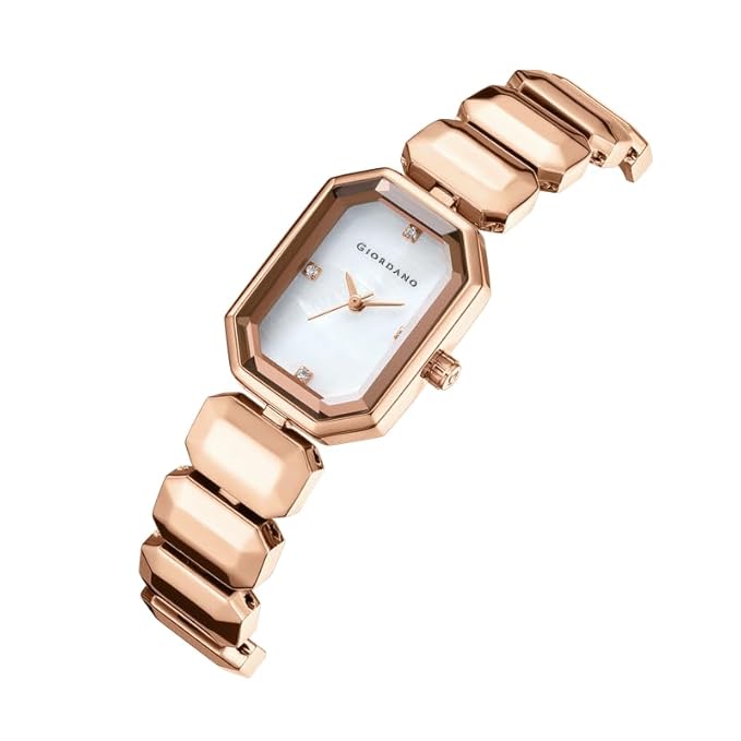 Giordano Stylish Analog Watch for Women with Octagonal Dial, Crystal Hour Markers and Bracelet Style Strap - Image 2