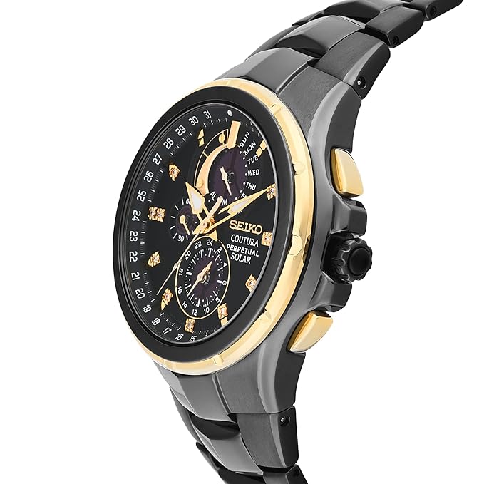 Seiko Analog Black Dial Men's Watch-SSC573P1 Stainless Steel, Black Strap - Image 2